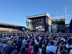 Myles Smith performing at Ed Sheeran's Portman Road gig